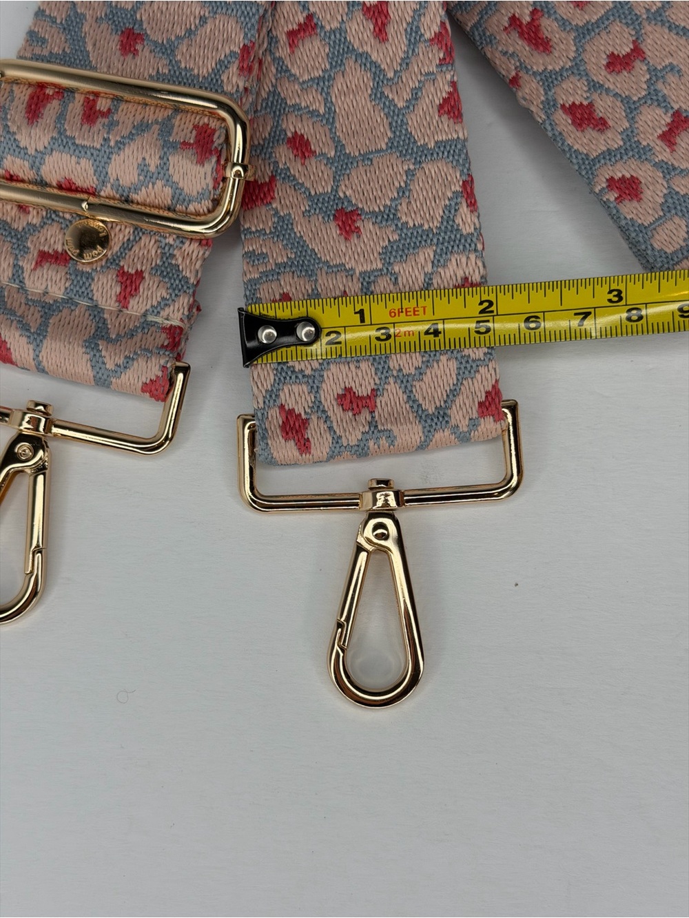 Pom Pom London Bag Strap Adjustable Pink Blue Leopard animal Print Gold Hardware - Picture 5 of 7